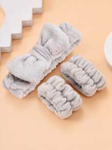 1入組蝴蝶結裝飾沐浴髮帶和2入組盥洗帶 - 粉色 - 查看 4