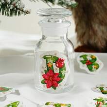 52张/盒盒装贴纸，圣诞字母系列，精美圣诞帽蝴蝶结姜饼麋鹿英文字母主题贴纸，剪贴簿用品，装饰笔记本，相框，手机壳，水杯，垃圾杂志，文具盒，DIY个性拼贴 - 彩色 - 查看 7