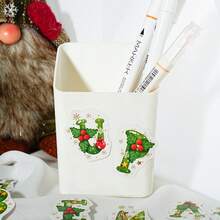 52张/盒盒装贴纸，圣诞字母系列，精美圣诞帽蝴蝶结姜饼麋鹿英文字母主题贴纸，剪贴簿用品，装饰笔记本，相框，手机壳，水杯，垃圾杂志，文具盒，DIY个性拼贴 - 彩色 - 查看 6