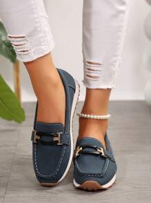 2025 New Casual Slip-On Loafers, Soft-Sole Comfortable Non-Slip Plus Size Women Shoes, Fashion Decorated Buckle Versatile Lady Flats