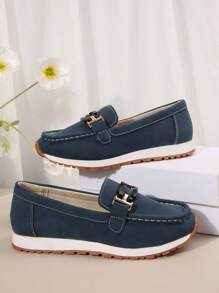 2025 New Casual Slip-On Loafers, Soft-Sole Comfortable Non-Slip Plus Size Women Shoes, Fashion Decorated Buckle Versatile Lady Flats