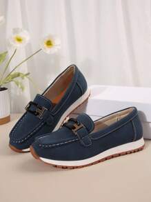 2025 New Casual Slip-On Loafers, Soft-Sole Comfortable Non-Slip Plus Size Women Shoes, Fashion Decorated Buckle Versatile Lady Flats
