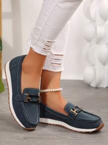 2025 New Casual Slip-On Loafers, Soft-Sole Comfortable Non-Slip Plus Size Women Shoes, Fashion Decorated Buckle Versatile Lady Flats