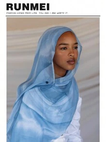 1 件女士雪纺围巾波西米亚水彩扎染头巾，适合日常穿着时尚新品