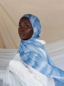 1 件女士雪纺围巾波西米亚水彩扎染头巾，适合日常穿着时尚新品