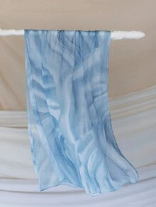 1 件女士雪纺围巾波西米亚水彩扎染头巾，适合日常穿着时尚新品