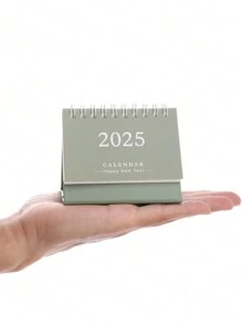 1pc 2025 Mini Desk Calendar Simple Solid Color Calendar Fresh And Simple,Desktop Paper Mini Stand Calendar,Small Size, Creative, And Easy To Use,Simplistic Yet Elegant Paper Construction - Multicolor - View 12