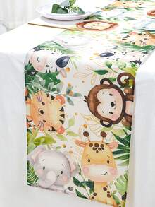 1 tấm vải lanh họa tiết động vật rừng rậm, khăn trải bàn tiệc chủ đề rừng rậm, đồ trang trí tiệc sinh nhật vui vẻ, đồ trang trí bàn, đồ trang trí nhà cửa, đồ trang trí tiệc sinh nhật lần thứ 1, đồ trang trí tiệc Wild One, đồ trang trí tiệc tiết lộ giới tính cho bé gái - Nhiều màu - Xem 6