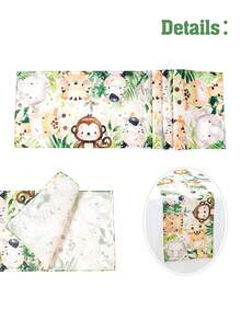 1 tấm vải lanh họa tiết động vật rừng rậm, khăn trải bàn tiệc chủ đề rừng rậm, đồ trang trí tiệc sinh nhật vui vẻ, đồ trang trí bàn, đồ trang trí nhà cửa, đồ trang trí tiệc sinh nhật lần thứ 1, đồ trang trí tiệc Wild One, đồ trang trí tiệc tiết lộ giới tính cho bé gái - Nhiều màu - Xem 5