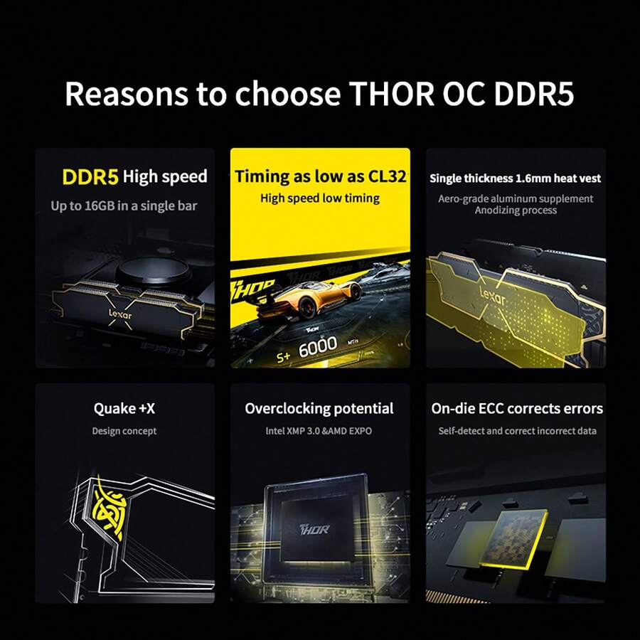 Lexar Lexar RAMs Memory Ram DDR5 16GB 6000Mhz Gaming Overclocking