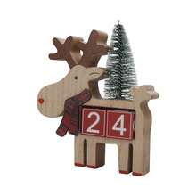 圣诞驯鹿降临节日历，木制麋鹿倒计时装饰，手工桌面节日中心摆件，喜庆圣诞架饰，完美的圣诞礼物，适合家居和办公室的圣诞装饰 - 紅木色 - 查看 5