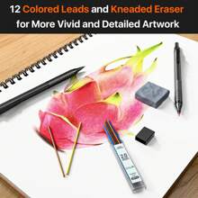 Metal Mechanical Pencil Set, 3PCS Art Drafting Pencils 0.5, 0.7, 0.9MM & 2PCS 2MM Mechanical Drawing Pencils With 420PCS Leads (4B 2B HB 2H Color) For Writing Sketching Drawing (Black) Back To School - Black - View 5