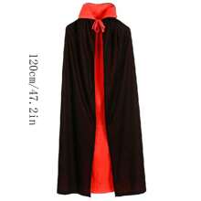 1 chiếc (Kiểu ngẫu nhiên có mũ trùm đầu và thiết kế cổ đứng) Áo choàng hóa trang Halloween dài 120cm, khăn choàng hai lớp màu đen và đỏ thích hợp cho phụ kiện hóa trang Halloween và tiệc tùng - màu đen - Xem 3
