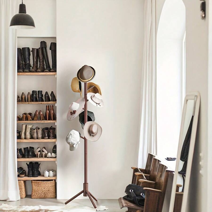 DONQE Coat Rack Stand, Coat Rack Freestanding With 8 Hooks, Coat Tree