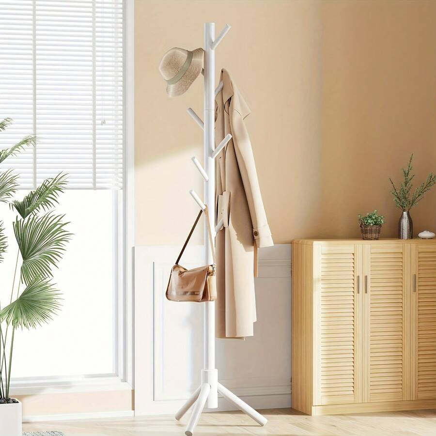 DONQE Coat Rack Stand, Coat Rack Freestanding With 8 Hooks, Coat Tree