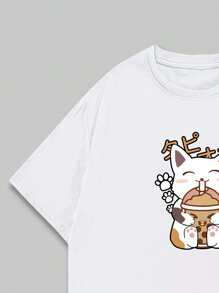 Unisex Fashion T-Shirt Cute Kitten Shirt Blouse Casual Cotton - màu đen - Xem 4