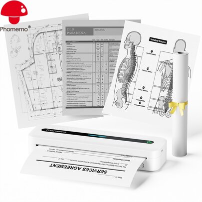 Phomemo Impressoras portáteis Phomemo 1pc M832 - sem fio para viagens, impressora térmica sem fio BT atualizada suporta rolo e papel térmico dobrado com tamanho de carta dos EUA/A4/4"/3"/2" (216 mm/210 mm/107 mm/77 mm/56 mm), impressora sem tinta imprime imagens de alta resolução, texto, documentos, PDF, palavras, web, recibo, contrato, fotos, imagens, diários