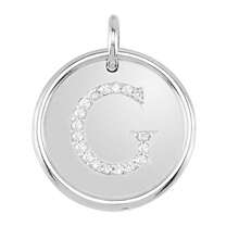 The Black Bow 1/10 Ctw G-H, I1 Diamond Initial 17mm 14k White Gold Pendant Letter G