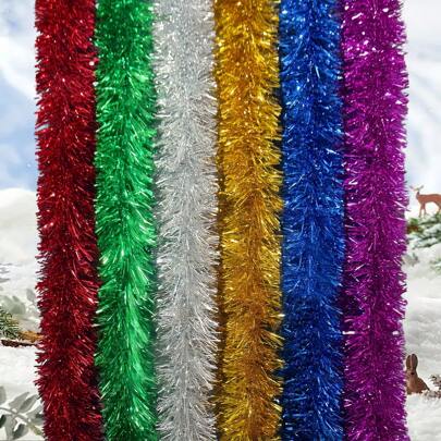 1set/2pcs/6pcs 2m/Extra Long High Density Madder Dye Party Easter Party Decorations Fluffy Metal Wire Wreath, Suitable For Tree, Tree Skirt, Staircase Decor, Fireplace, Wall Hanging, Party, Birthday, Wedding Best Gifts Birthday Home Decor Christmas Decorations Room Decor Christmas Winter