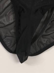 Men's Sexy Thong Underwear With Heart Eye Print, Mesh Fabric, Elephant Design, Seamless Low Waist Thong Briefs