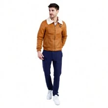 Chamarra Casual Piloto Aviadora Para Hombre Picadilly - Marrón - Ver 4