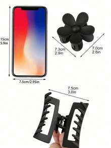 4pcs Matte Finish Solid Color Minimalist Hair Claws For Women, Suitable For Daily Use - Coffee - View 5