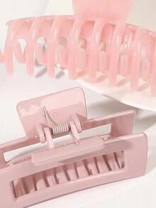 4pcs Matte Finish Solid Color Minimalist Hair Claws For Women, Suitable For Daily Use - Coffee - View 3
