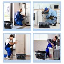 Deli 16'' Blue Wide-Mouth Tool Bag, Durable Oxford Fabric, 5 Pockets, Contractors Trades Or DIY Enthusiasts, Blue Storage