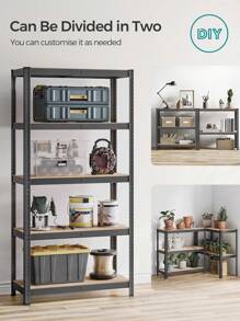 SONGMICS 5-Tier Shelving Unit, Steel Shelving Unit For Storage, Tool-Free Assembly, For Garage, Shed, Load Capacity 875 Kg, 40 X 90 X 180 Cm, Grey - Grey - View 6