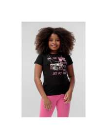 Camiseta Infantil Preta com Estampa Menina