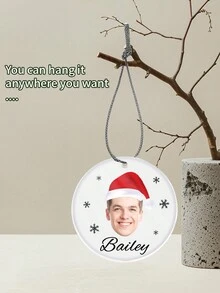 1 件定制照片亚克力圆形圣诞吊坠、个性化亚克力圣诞树装饰、节日挂饰、打印您自己的图像、自定义名称亚克力雪花装饰、定制图片圣诞礼物 - 彩色 - 查看 7