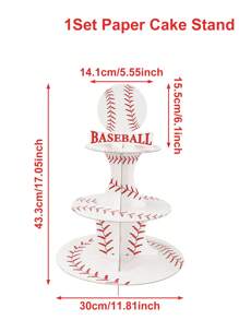 Baseball Theme Cake Stand, Multi-Tier Cake Tray, Suitable For Party, Birthday, Holiday Tabletop DIY Cake Decoration, Party Supplies, Cake Decorative Accessories, Food Tray, Baseball Party Cake Stand, Home Decor, Birthday Decoration, Party Gifts - Baseball - View 3
