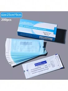 Paquete de 200 bolsas de esterilización autosellantes para herramientas de manicura, kits de eliminación y limado de uñas, bolsas de almacenamiento de instrumentos resistentes a altas temperaturas, suministros para uñas, herramientas para uñas, herramientas de arte para uñas, de vuelta a la escuela, uñas, herramientas para uñas postizas, herramientas de manicura y pedicura - Azul - Ver 16