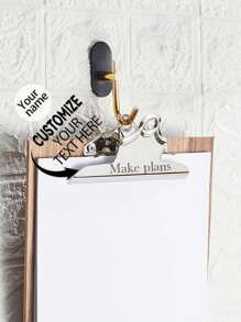 1pc Customizable Logo Stainless Steel File Folder Clip, Metal Triangle Shaped Stationery Clips, Large Memo Board Clip, Suitable For School, Office And Commercial Use Back To School,Back To School,School Supplies