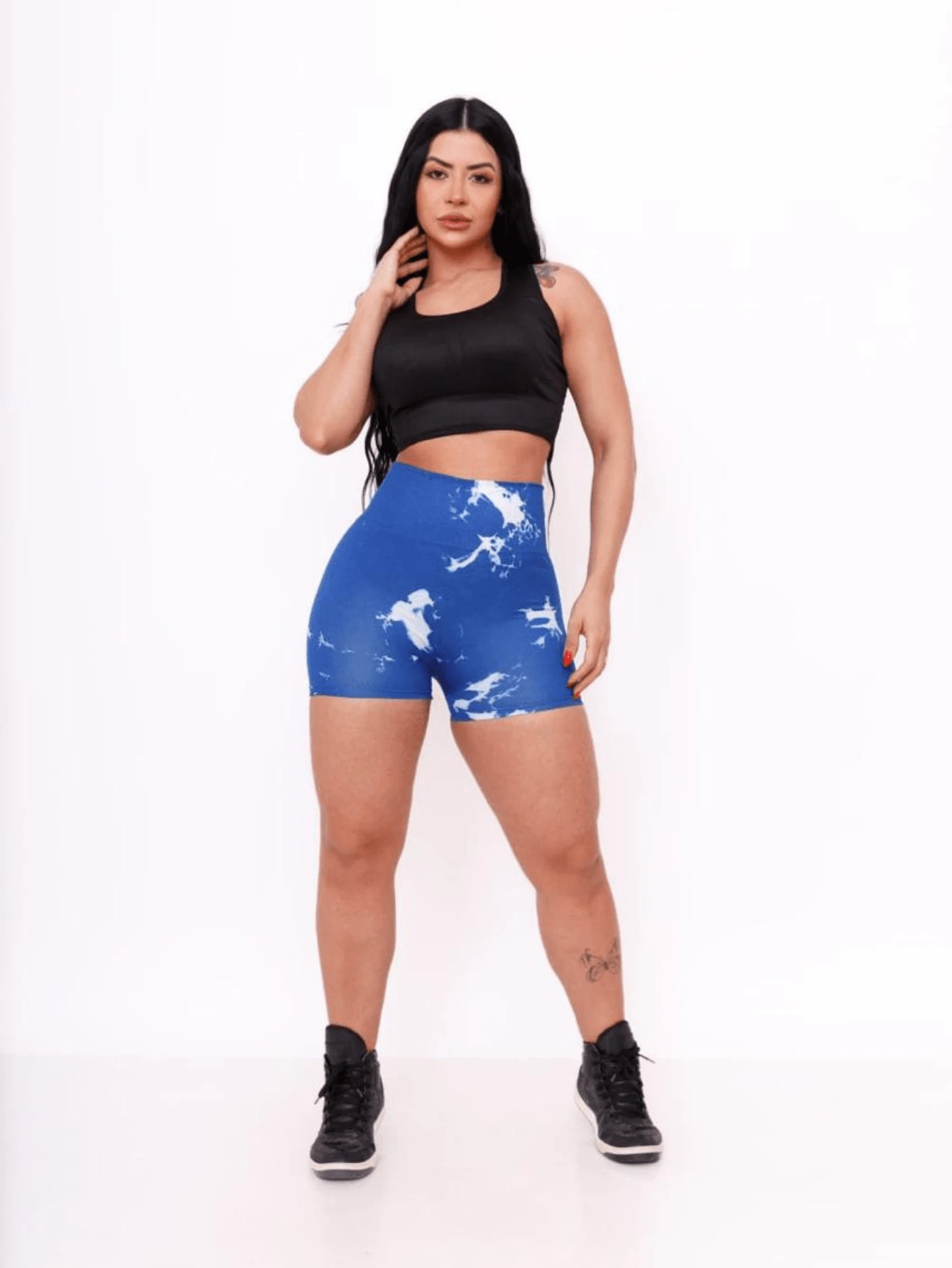 FITINES HIGH WAIST GYM SHORTS NEW - Màu xanh lam - Xem 1