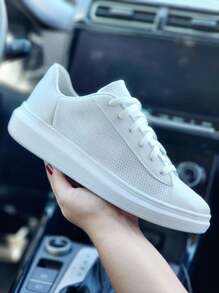 Men's Casual Non-Slip High Sole Sneakers, Stylish, Ideal For Elevating Your Style - 白色 - 查看 3