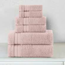 Mocassi 6-Piece Turkish Cotton Three Line Popcorn Towel Set, 2 Washcloths, 2 Hand Towels And 2 Bath Towels - 塵土飛揚的玫瑰 - 查看 3
