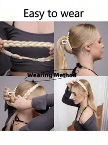 Adjustable Wig Headband Braid Hair Accessories, Heat Resistant Synthetic Fiber Fishbone Braid, Rope Braid