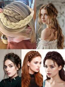 Adjustable Wig Headband Braid Hair Accessories, Heat Resistant Synthetic Fiber Fishbone Braid, Rope Braid