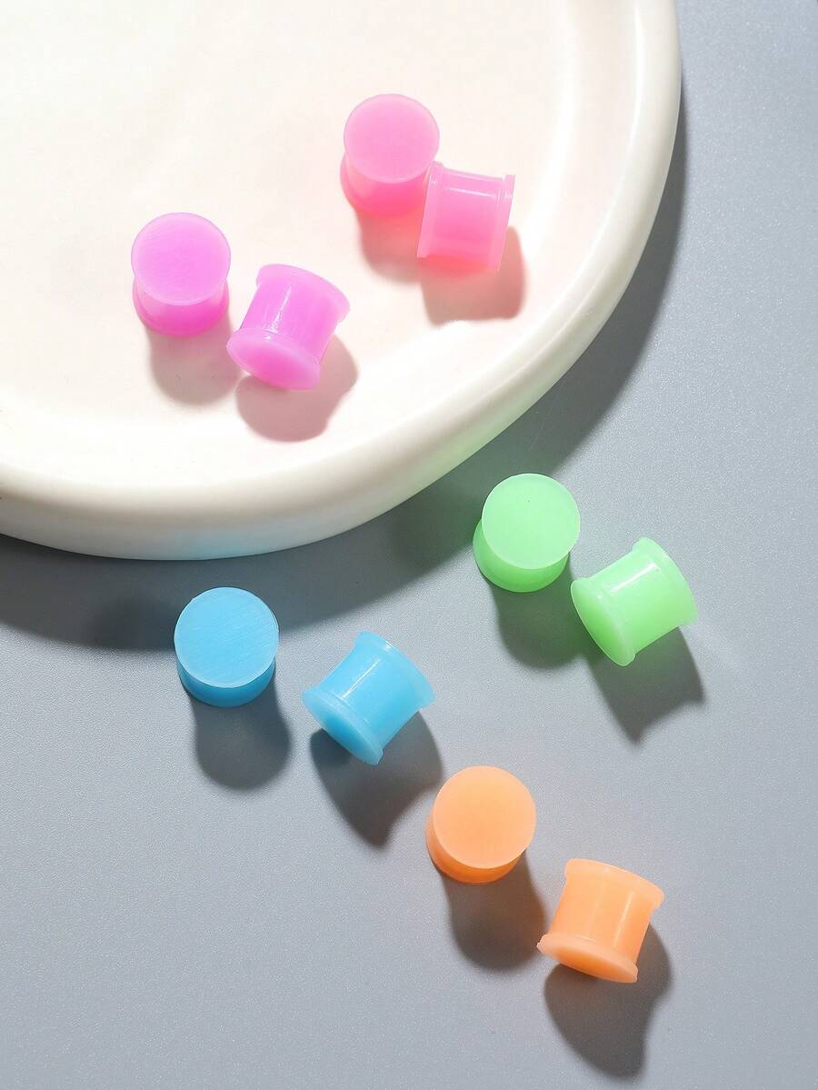 18ชิ้น กระบอกทึบสี่เหลี่ยมซิลิโคน 12มม. ที่เปล่งแสงยามค่ำคืน