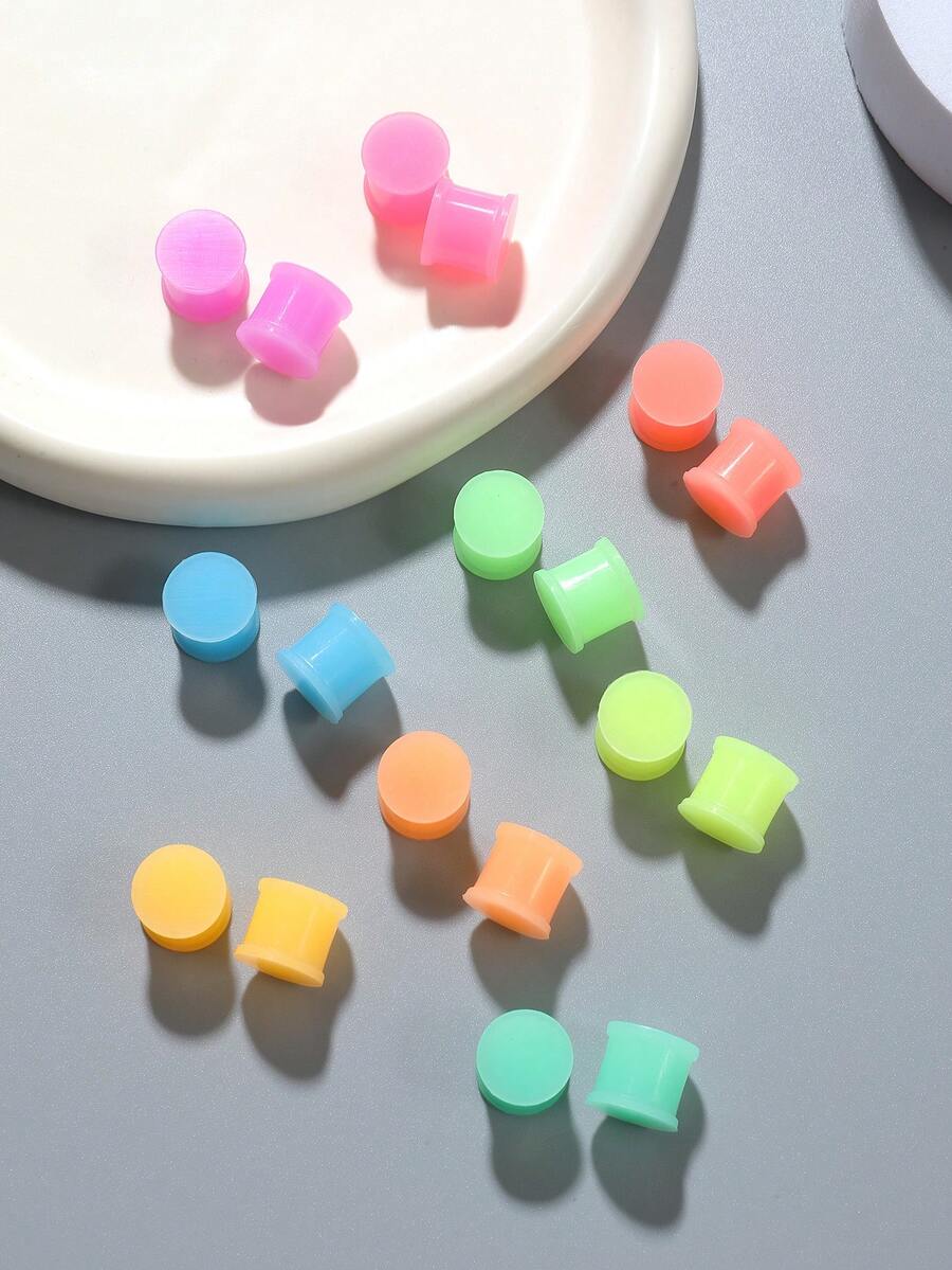 18ชิ้น กระบอกทึบสี่เหลี่ยมซิลิโคน 12มม. ที่เปล่งแสงยามค่ำคืน