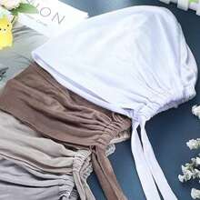 Awegeo Women's Retro Headscarf Lining - Adjustable Tie Headscarf, Soft Breathable Casual Headwrap, Suitable For Daily Wear, Inspired By Hair Protecting Base Hair Sleep Cap - Burgundy - View 4