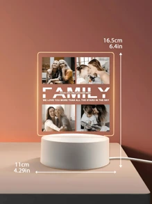 定制照片产品，可作为送给家人的礼物，定制家居装饰，亚克力照片拼贴夜灯，生日礼物，节日礼物，情人节装饰品，时尚精美，高品质，别致，可定制，个性化，独特，是送给她、朋友、同事的理想礼物，适合情人节、母亲节、生日、圣诞节等各种场合，也是客厅家居装饰的理想之选。 - 3mm小方形+family - 查看 2