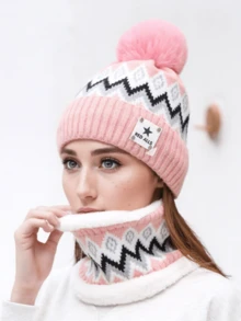 女士舒适毛绒针织帽和围巾套装 - 温暖、有弹性且轻便的冬季配饰女士毛衣女士大码圣诞节毛衣 - A - 查看 11