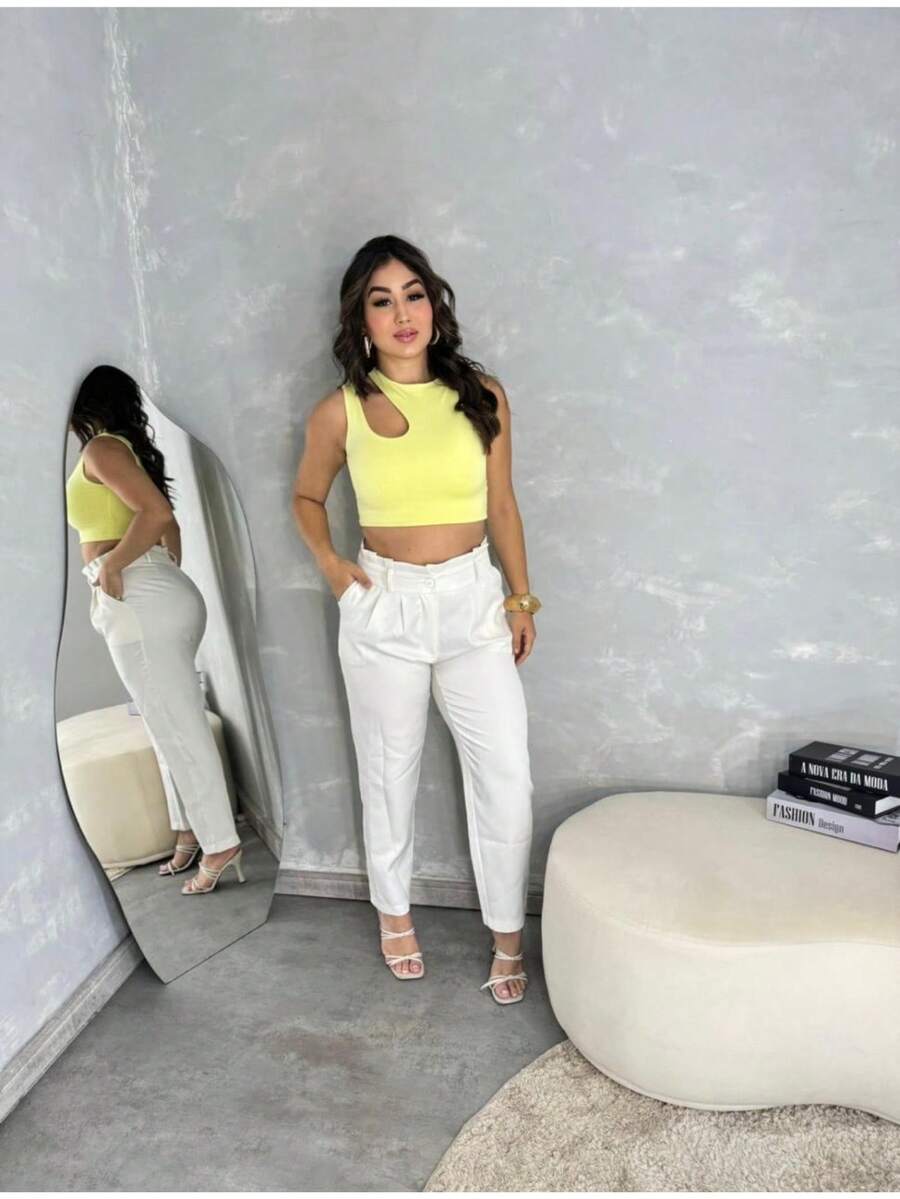 Cropped Suplex Drop - 黃色 - 查看 1