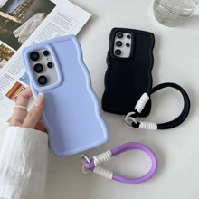 Pink New Macaron Color Wave Shell TPU Soft Shell Mobile Phone Shell DIY Cloth Rope Mobile Phone Lanyard Protective Shell Compatible With Apple Iphone11/12/13/14/ 15Promax, Compatible With Samsung Compatible With Redmi Compatible With OPPO Honor90LITE/X50/KE70E/POCOX6Pro, Compatible With Vivo, Realme8/8P/9I, Compatible With Xiaomi, Compatible With INFINIX, Compatible With TECNO And Other Mobile Phone Compatible With IPhone Cases Protective Case, International Version,  Not The Domestic Version, - Pink - View 8