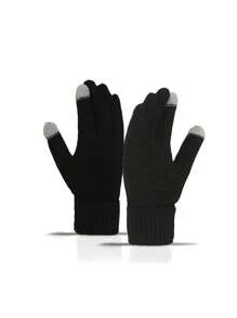 1 pieza Guantes tejidos con pantalla táctil minimalista, guantes de invierno cálidos para exteriores, ciclismo, a prueba de viento y térmicos