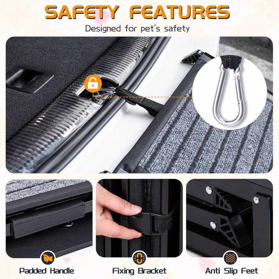 Long Dog Car Ramps, Folding Pet Ramp With NonSlip Carpet Surface, Pet