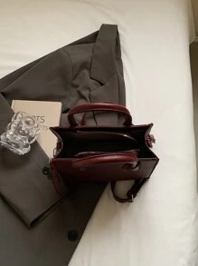 1 szt. Modna torebka z bordowego materiału PU, odpowiednia do dojazdów do pracy, podróży, codziennego noszenia, prezentu na randkę, minimalistyczny i hojny design, duża pojemność, uniwersalna torba damska na ramię, modna bordowa torba