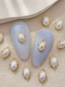 Oval Nail Charms Nail Drills Rhinestones 10pcs 3D Alloy Nail Art Decorations Gift For Girls Nail Supplies For Versatile DIY Accessories - Adorn Nails, Shoes, Clothes, Bags Crafts Face Decoration More